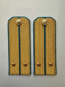 Погоны ВДВ, ВКС, ВВС парадные золотые с фурнитурой на Китель звание Лейтенант Картон