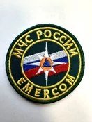 Шеврон МЧС России Emercom вышитый круглый на липучке 8см