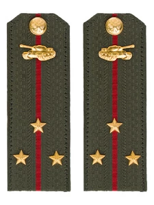 Погоны МО Танковые войска зеленые звание Старший Лейтенант Картон