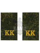 Фальш погоны камуфлированные цифра зеленая с буквами КК желтая нить 8х5 см на бушлат