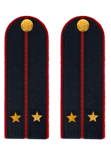 Погоны Полиция в сборе на КИТЕЛЬ темно-синие Лейтенант картон 14х5см Пришивные