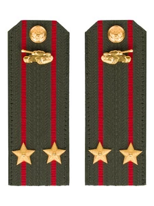 Погоны МО Танковые войска зеленые звание Подполковник Картон