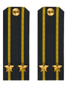 Погоны ВМФ Капитан 2 ранга картон цвет черный с желтыми просветами