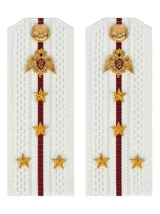 Погоны Росгвардии ФСВНГ на рубашку белые 14х5 см ПЛАСТИК звание Капитан