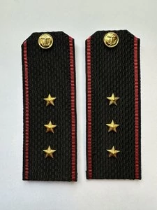 Погоны Морской пехоты повседневные Старший Мичман картон цвет черный с красным кантом