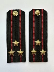 Погоны Морской пехоты повседневные Капитан 1 ранга картон цвет черный с красными просветами