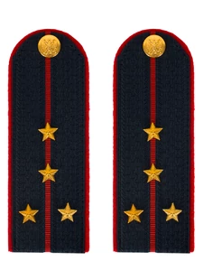 Погоны Полиция в сборе на китель темно-синие Капитан картон 14х5см Пришивные