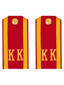 Погоны кадетские КК, галунные (10 см) с фурнитурой цвет красный