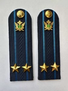 Погоны ФССП с фурнитурой звание Подполковник картон 14х4,5см цвет темно-синий