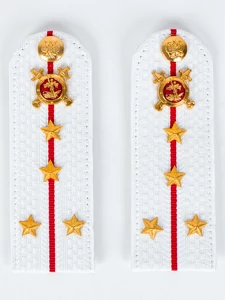 Погоны Полиции на рубашку белые 13 см звание Капитан Картон