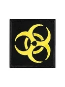 Нашивка ( шеврон вышитый ) на рукав Биологическая опасность тк. черн. желт. нить (2503468)