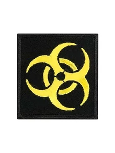 Нашивка ( шеврон вышитый ) на рукав Биологическая опасность тк. черн. желт. нить (2503468)