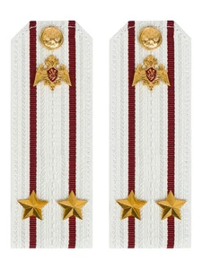 Погоны Росгвардии ФСВНГ на рубашку белые 14х5 см Картон звание Подполковник