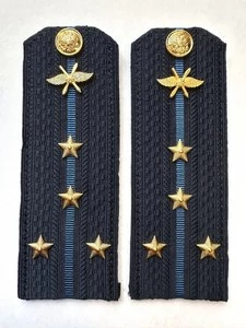 Погоны ВКС ВВС с фурнитурой темно-синие Капитан ПЛАСТИК