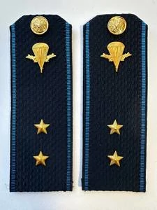 Погоны ВДВ с фурнитурой синие Прапорщик КАРТОН с голубым кантом по бокам