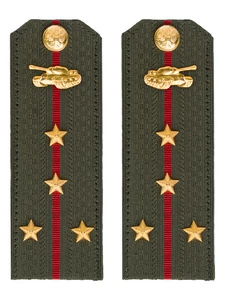 Погоны МО Танковые войска зеленые звание Капитан Картон