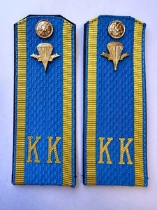 Погоны ВДВ кадетские Голубые КК 14 см ПЛАСТИК в сборе с пуговицей и эмблемой