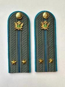 Погоны ФССП с фурнитурой серые звание Лейтенант картон 14х4,5см с Голубым кантом