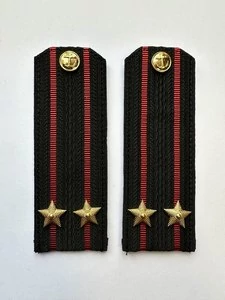 Погоны Морской пехоты повседневные Капитан 2 ранга картон цвет черный с красными просветами