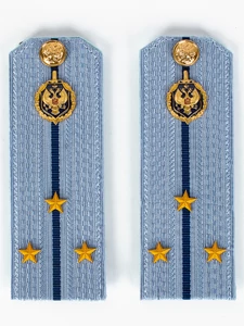 Погоны ФСБ голубые на рубашку, звание Старший лейтенант 14см ПЛАСТИК