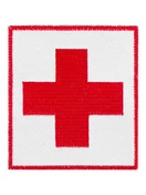 Шеврон медицинский красный крест скорой помощи на липучке 8х9 см цвет белый