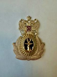 Офицерская кокарда ВМФ России (с квадратным гербом)