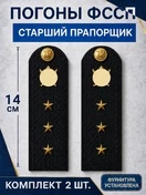 Погоны ФССП с фурнитурой звание Старший Прапорщик картон 14см цвет темно-синий