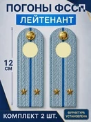 Погоны ФССП с фурнитурой звание Лейтенант картон 12см цвет голубой