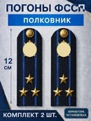 Погоны ФССП с фурнитурой звание Полковник картон 12см цвет темно-синий