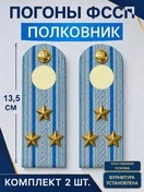 Погоны ФССП с фурнитурой звание Полковник ПЛАСТИК 13,5см цвет голубой