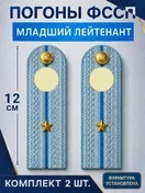 Погоны ФССП с фурнитурой звание Младший Лейтенант картон 12см цвет голубой